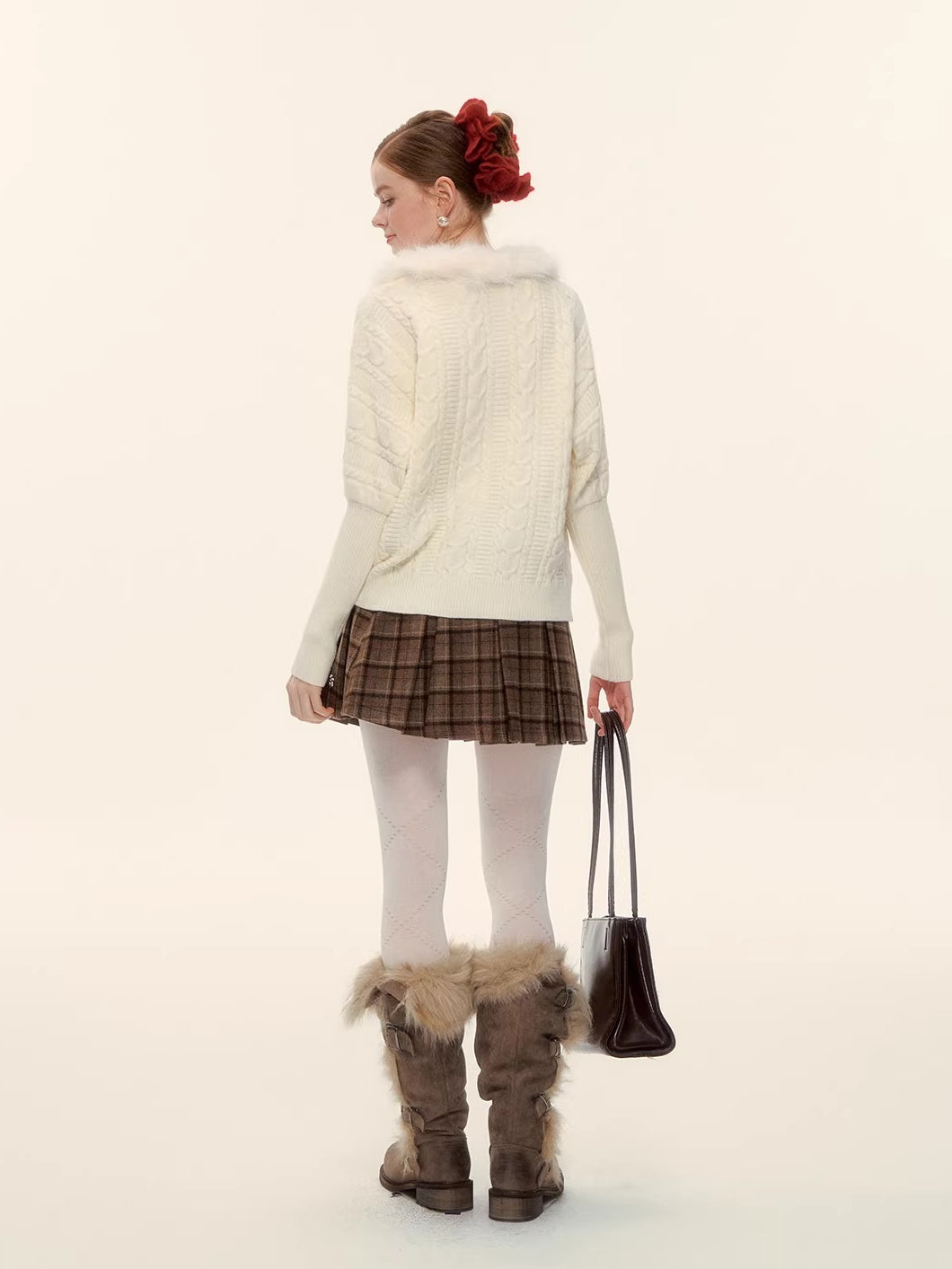 V-Neck Cable Knit Sweater