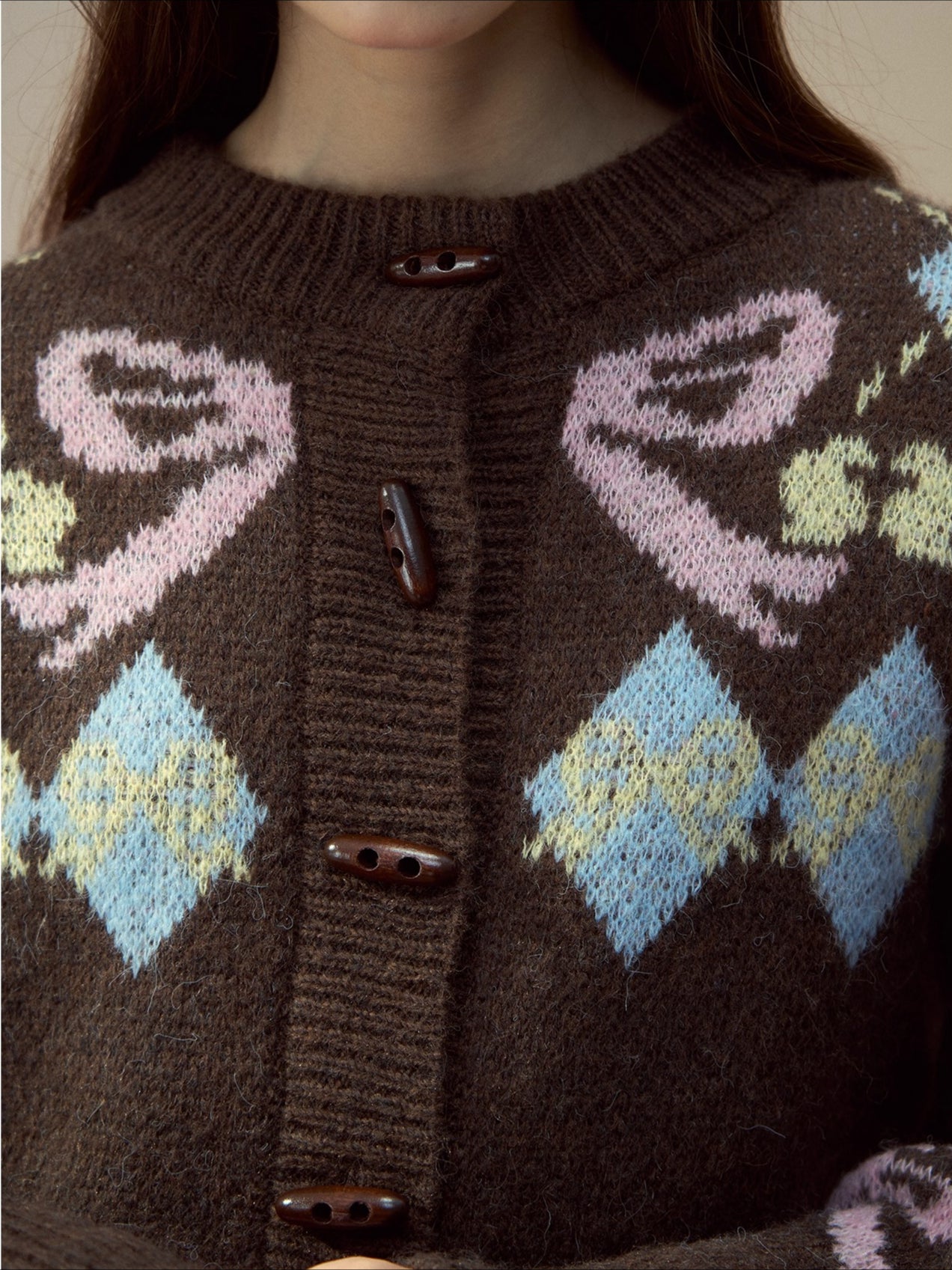 Fair Isle Wool Blend Toggle Buttons Sweater