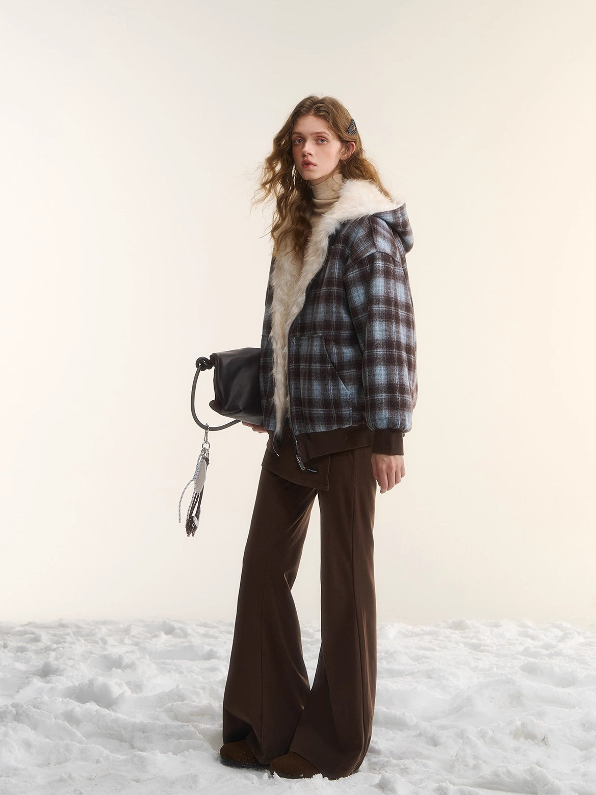 Mock Two-Piece Knit Flare Pants