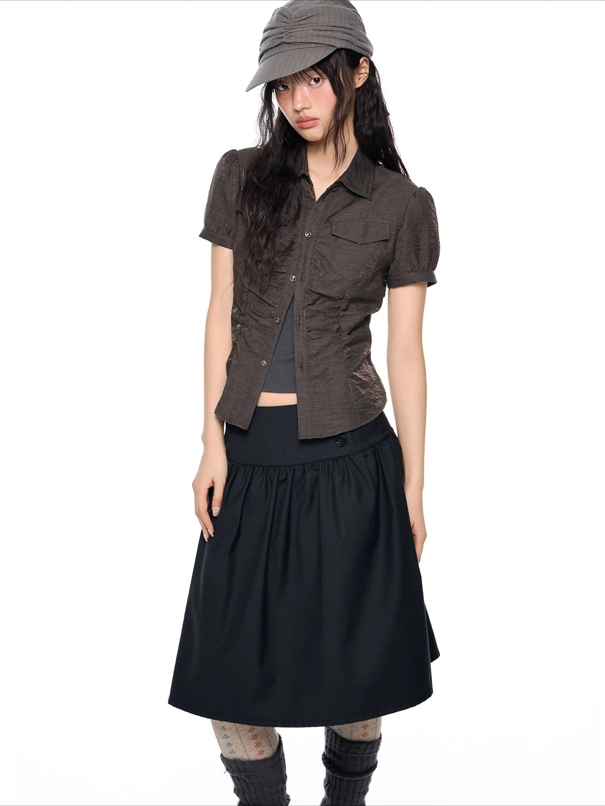 Ruched Puff Sleeve Shirt