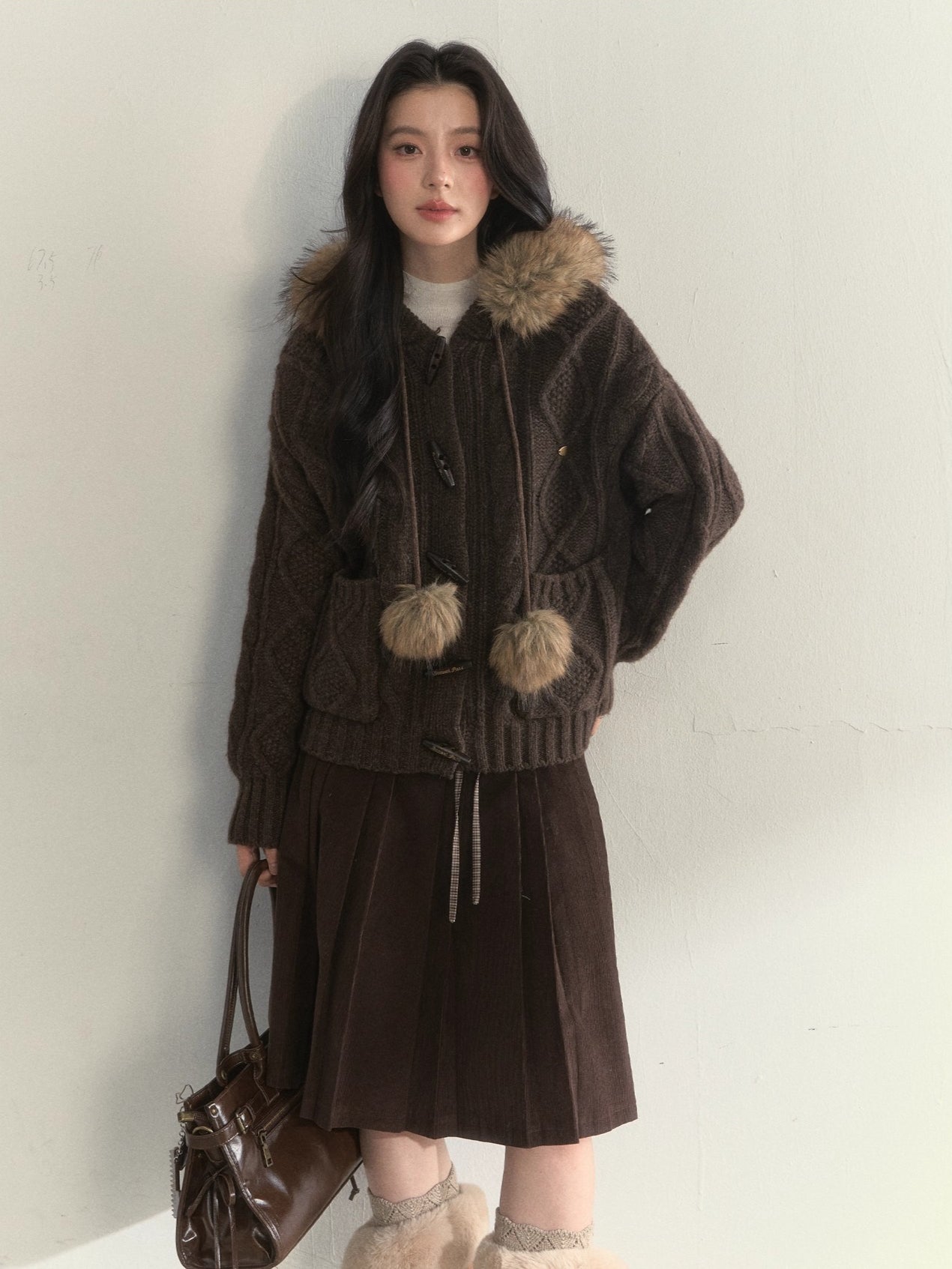 Wool Cable Hooded Sweater