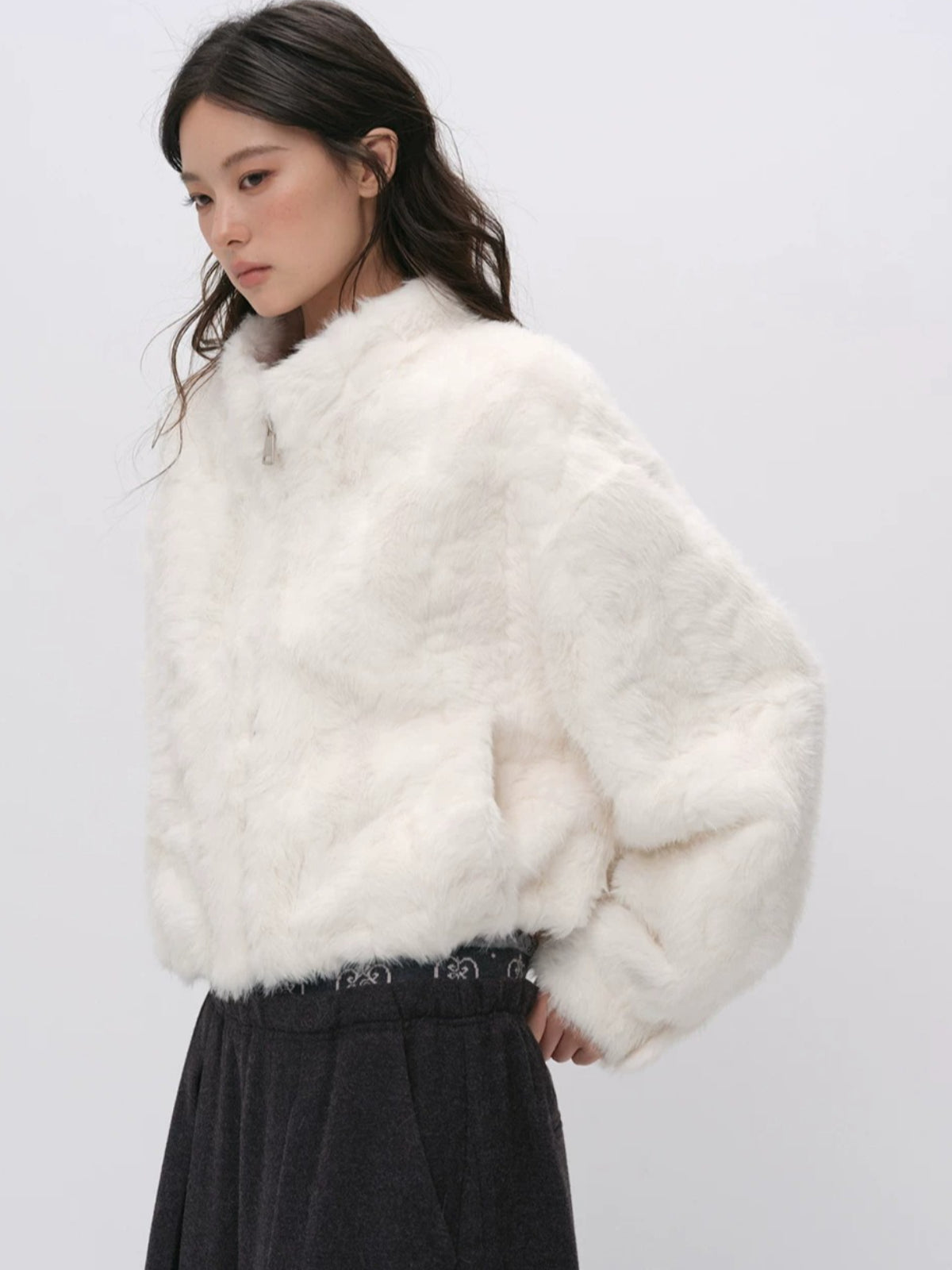 Faux Fur Stand Collar Coat