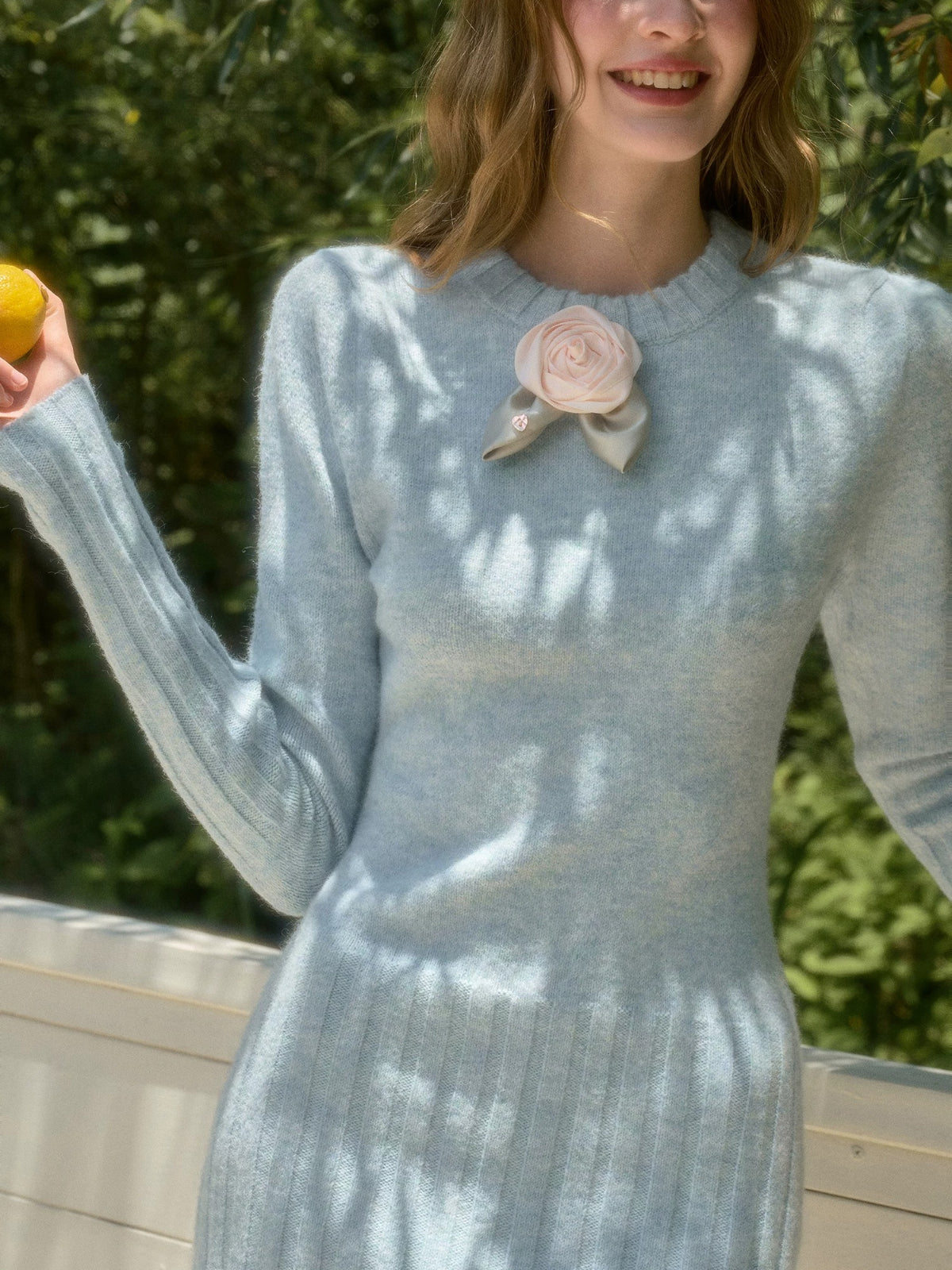 Wool Blend Ribbed Fitted Dress