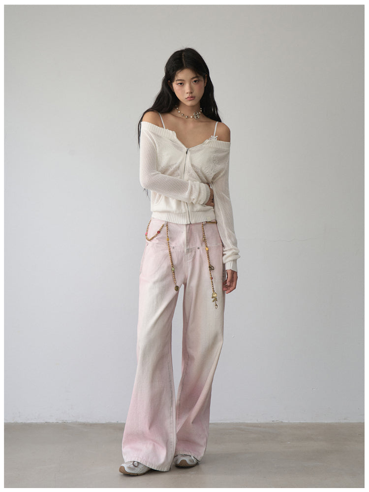 Pink Washed Distressed Jeans