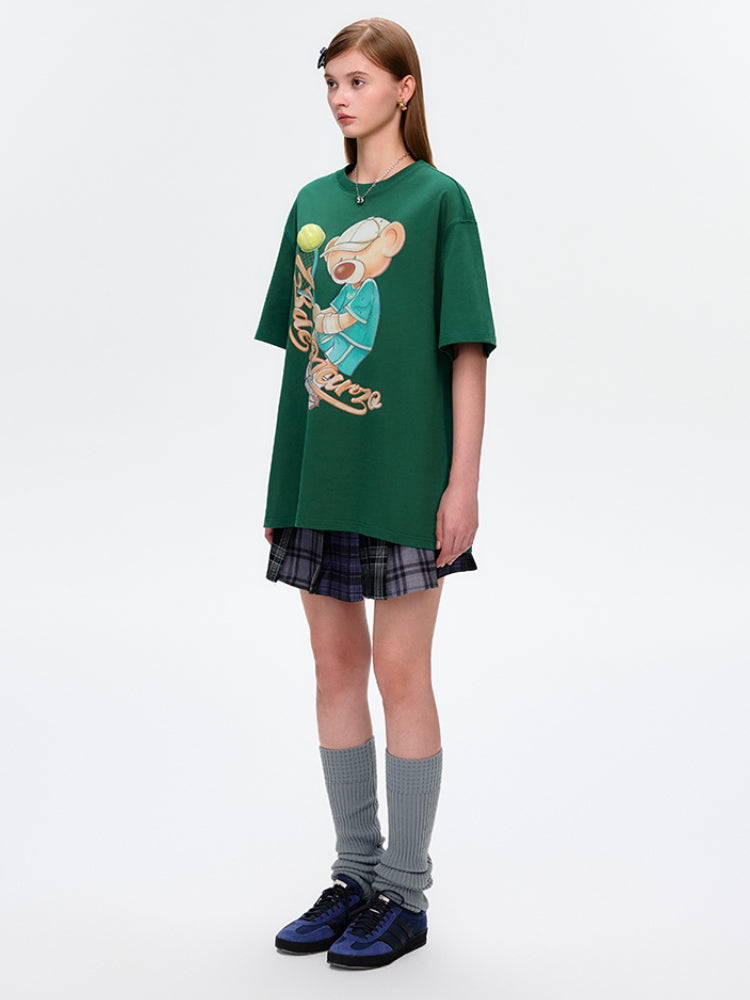 3D Tennis Bear Round-Neck Short-Sleeve T-Shirt