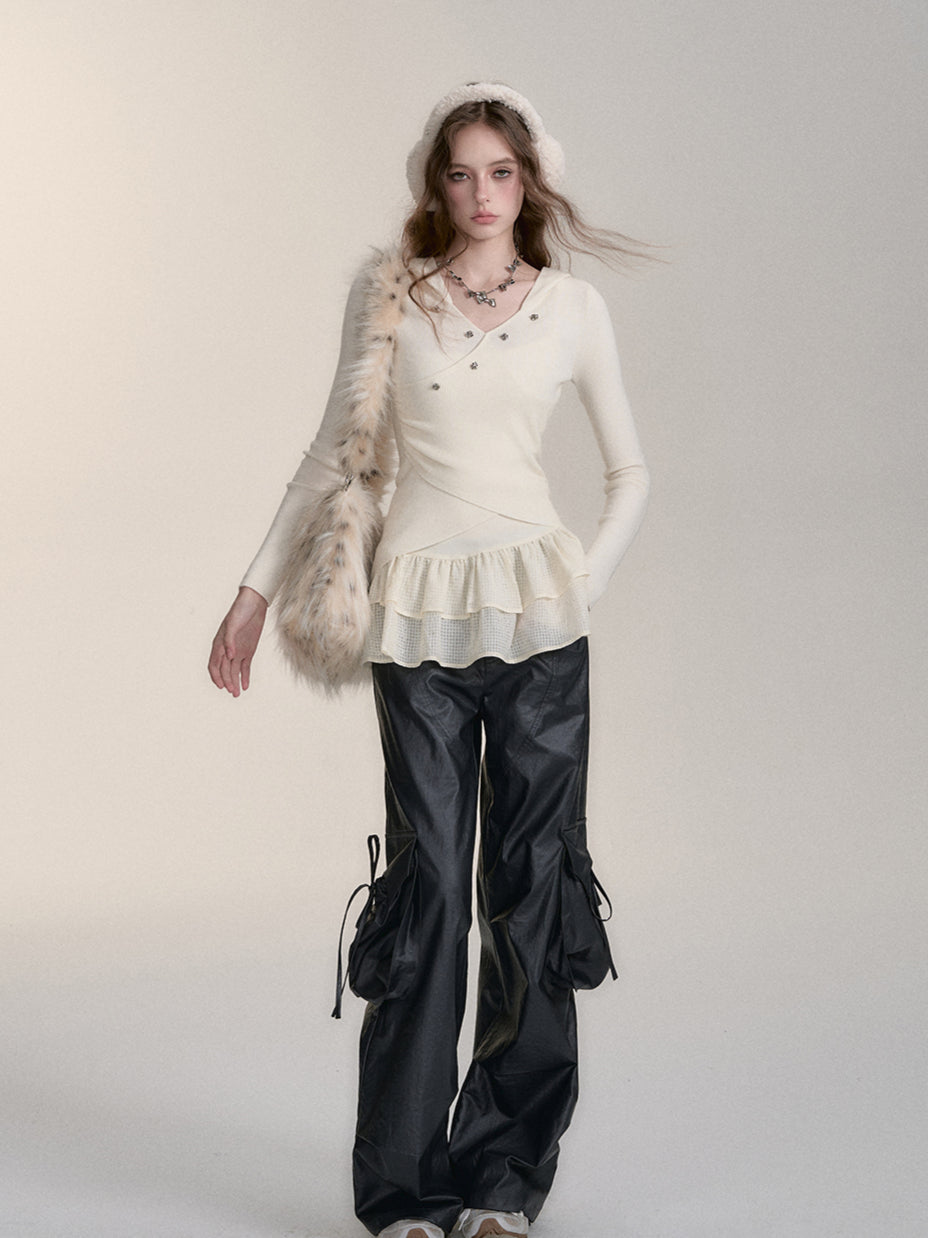 Wool-Blend Hooded Blouse