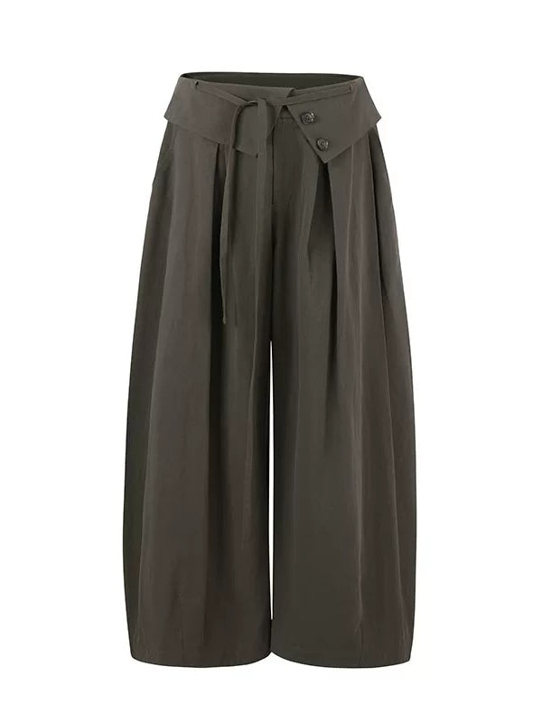 Lyocell Cotton Wide-Leg Casual Pants
