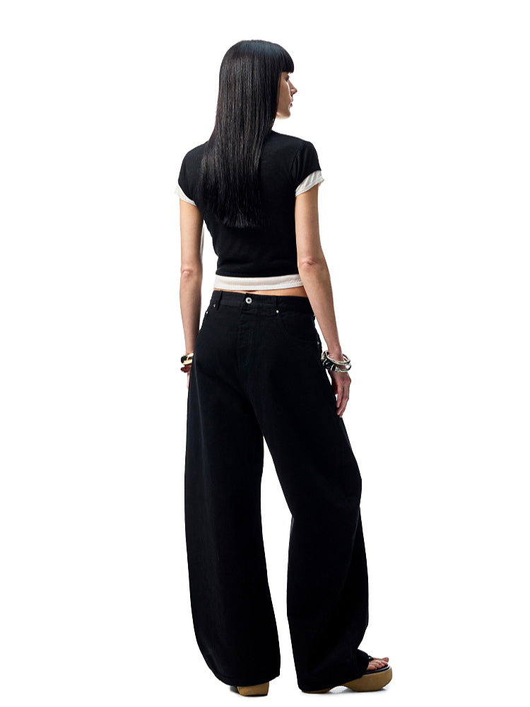 Color-Blocking Fake Two-piece Knit Polo Shirt