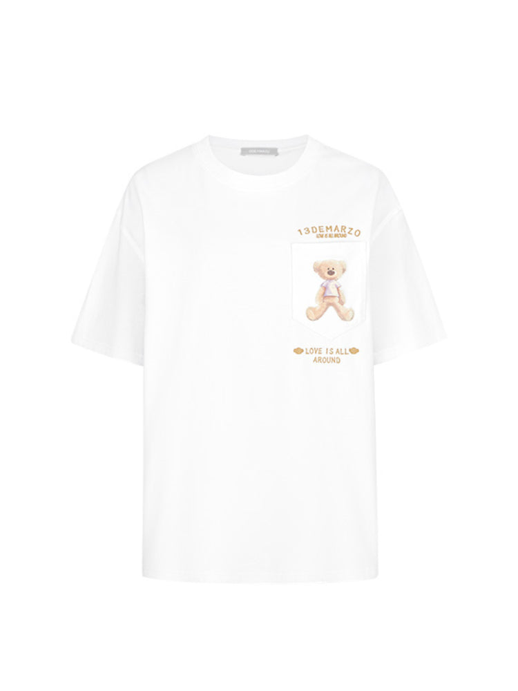Oil-Painting Style Bear Cotton Short-Sleeve