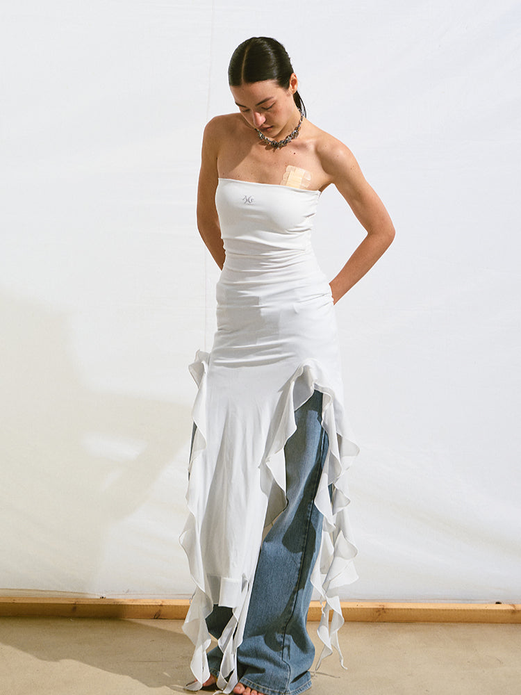 Asymmetrical Ruffle Bandeau Dress