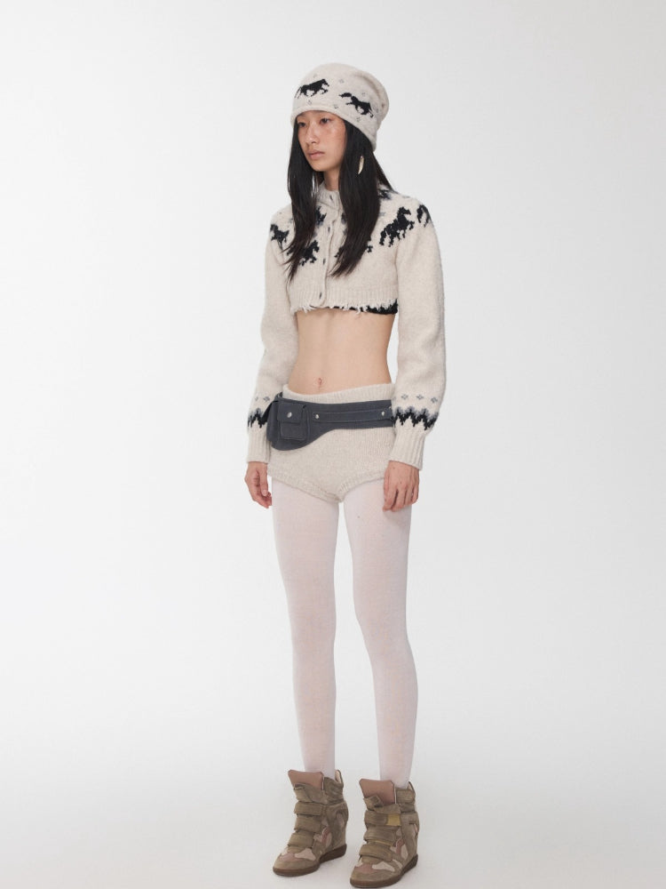 Fair Isle Pony Jacquard Knit Beanie