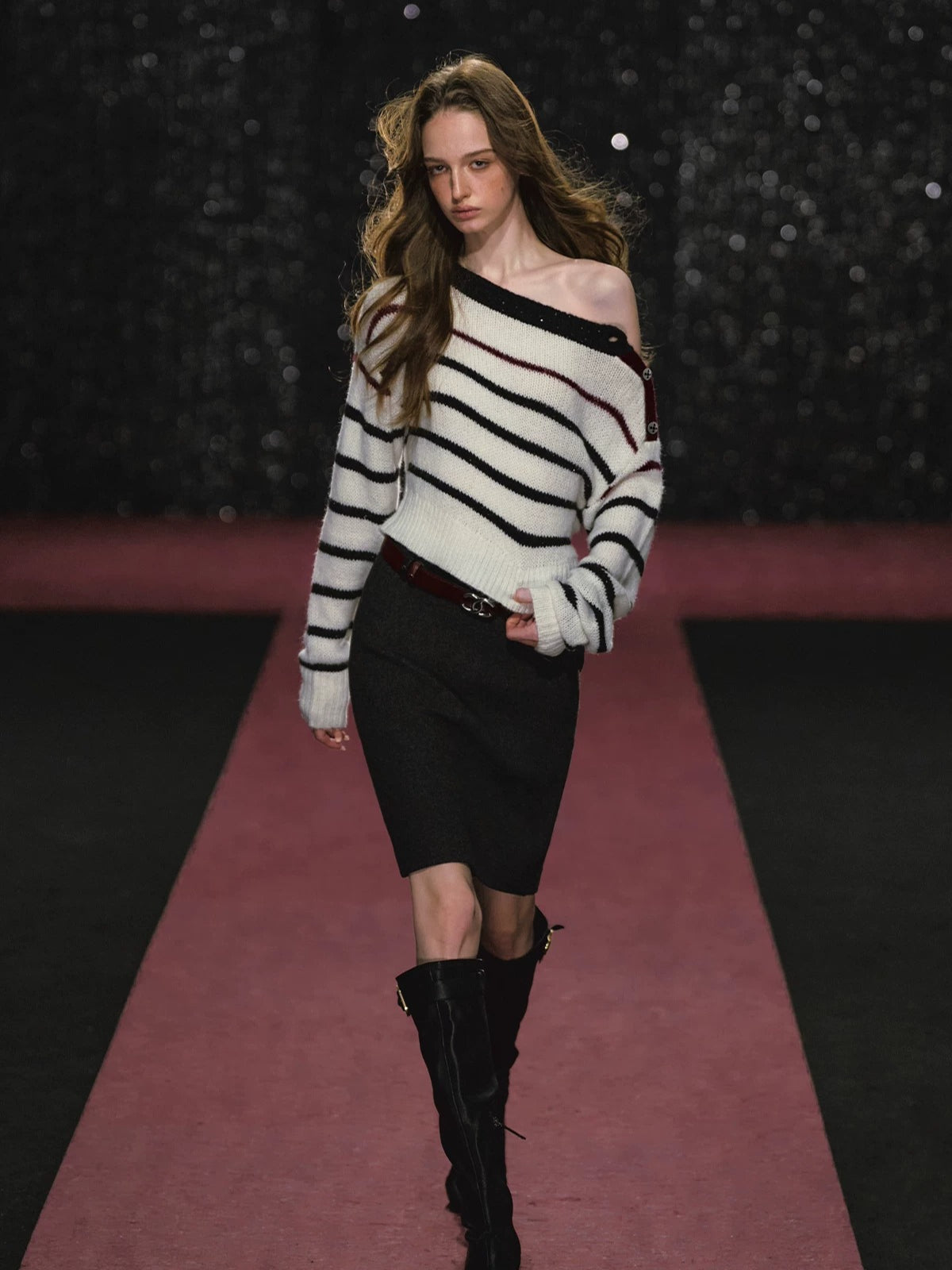 Wool Slit Midi Skirt