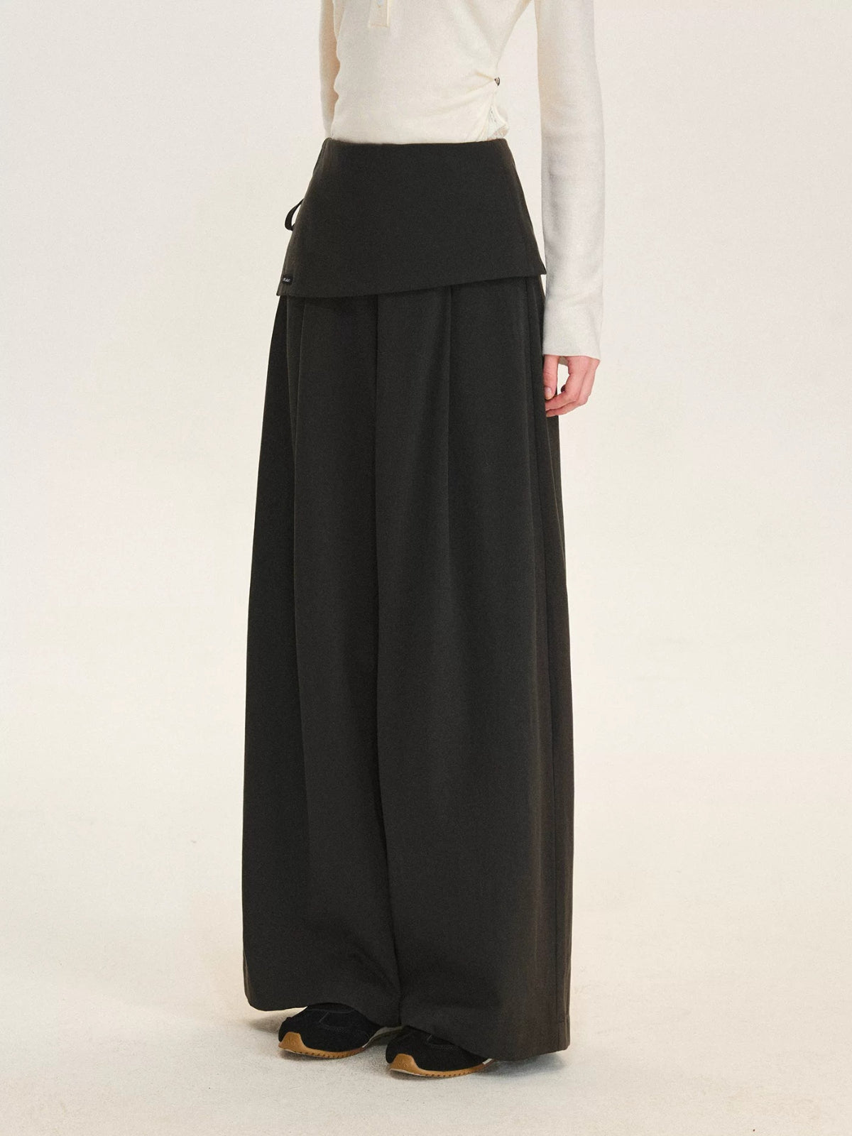 Layered Tie Waist Barrel Trousers