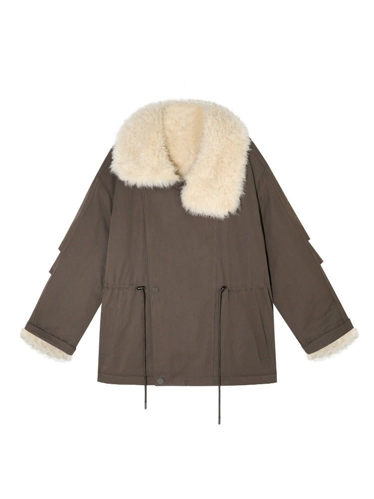 Fur Collar Drawstring Parka