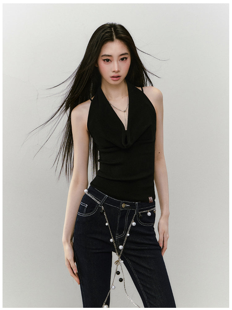 Heavy-duty Knitted Draped Neck Tank Top Set