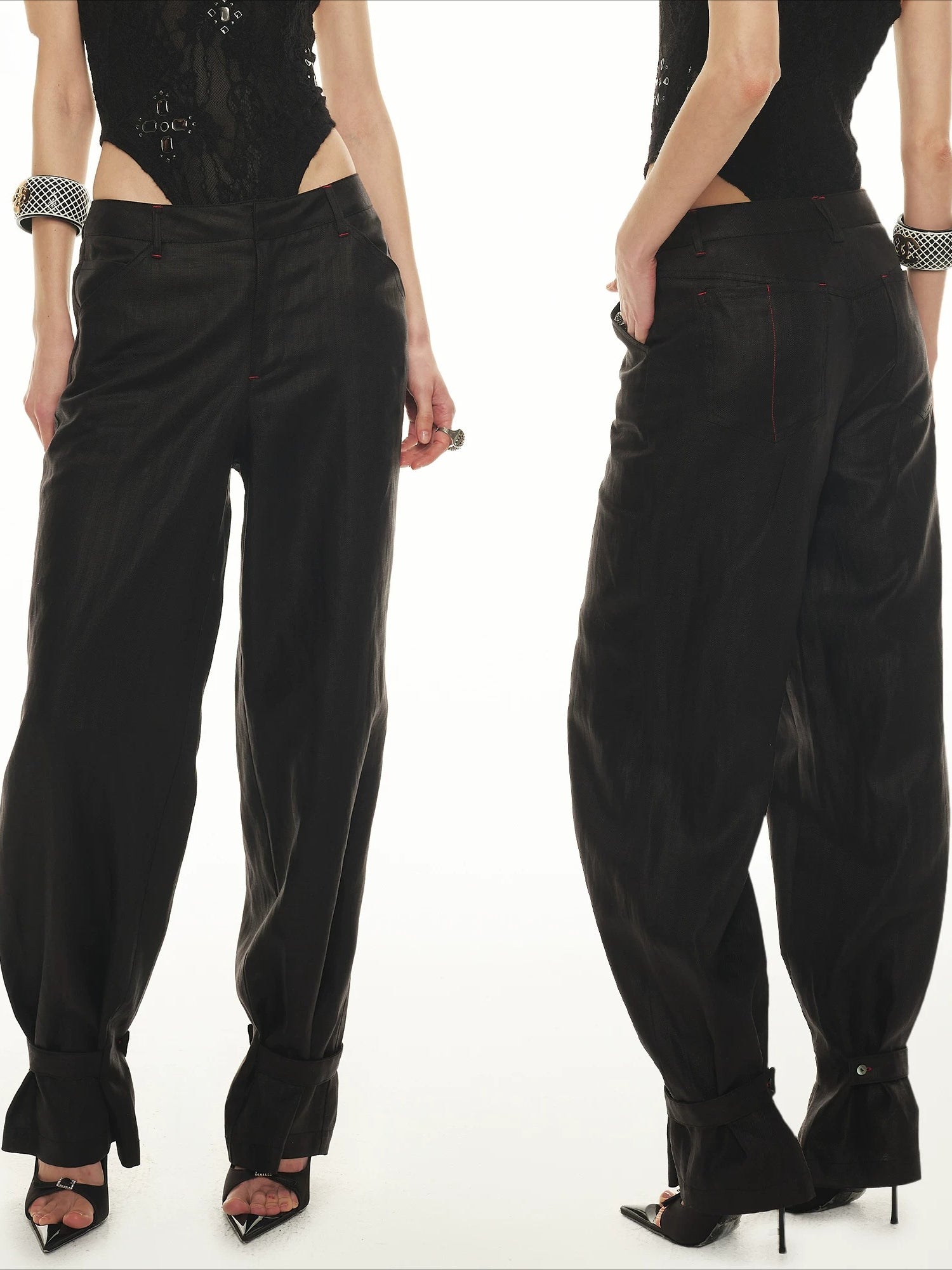 Contrast Stitch Cuff Pants