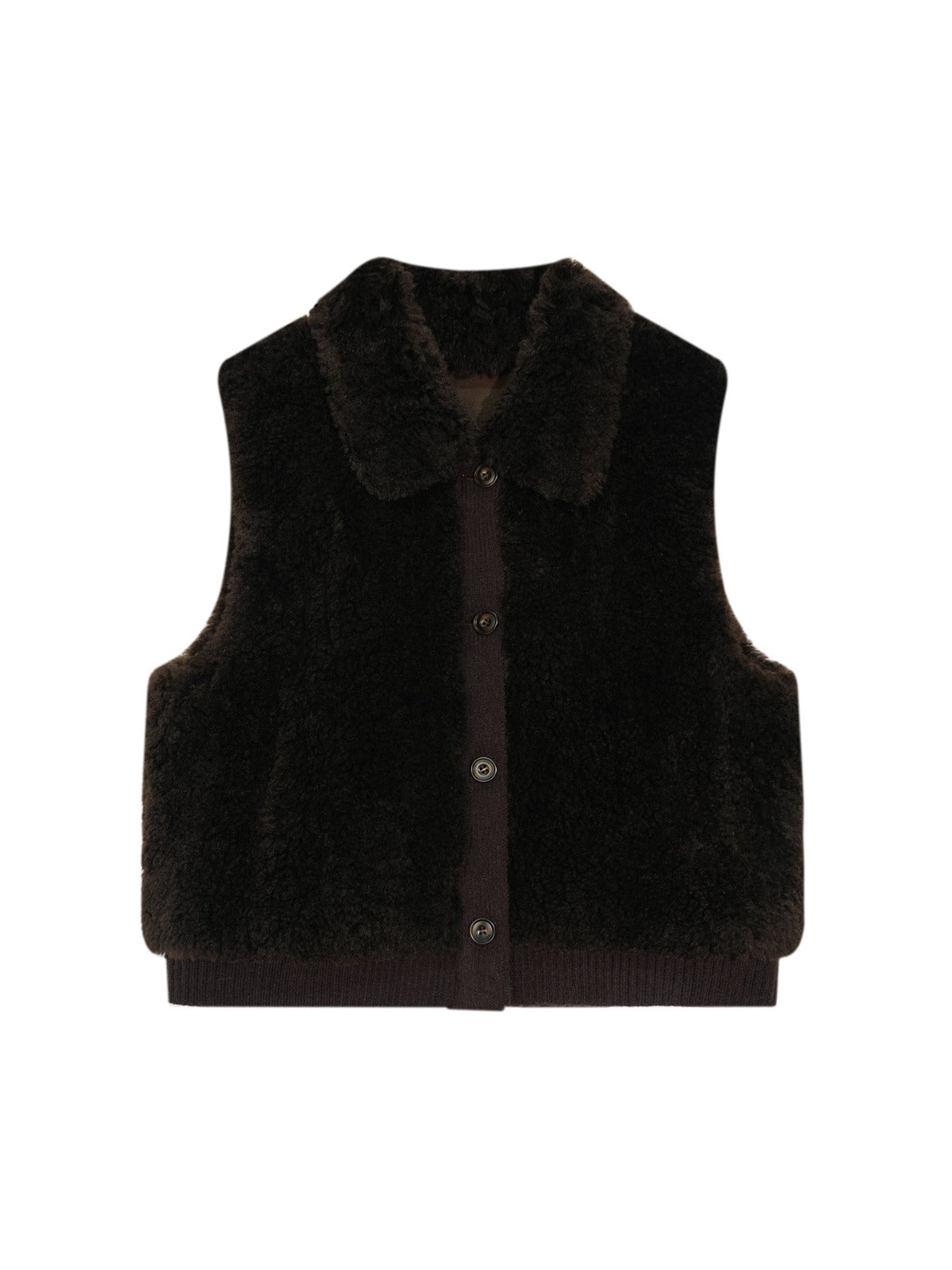 Faux Fur Knit Trim Vest