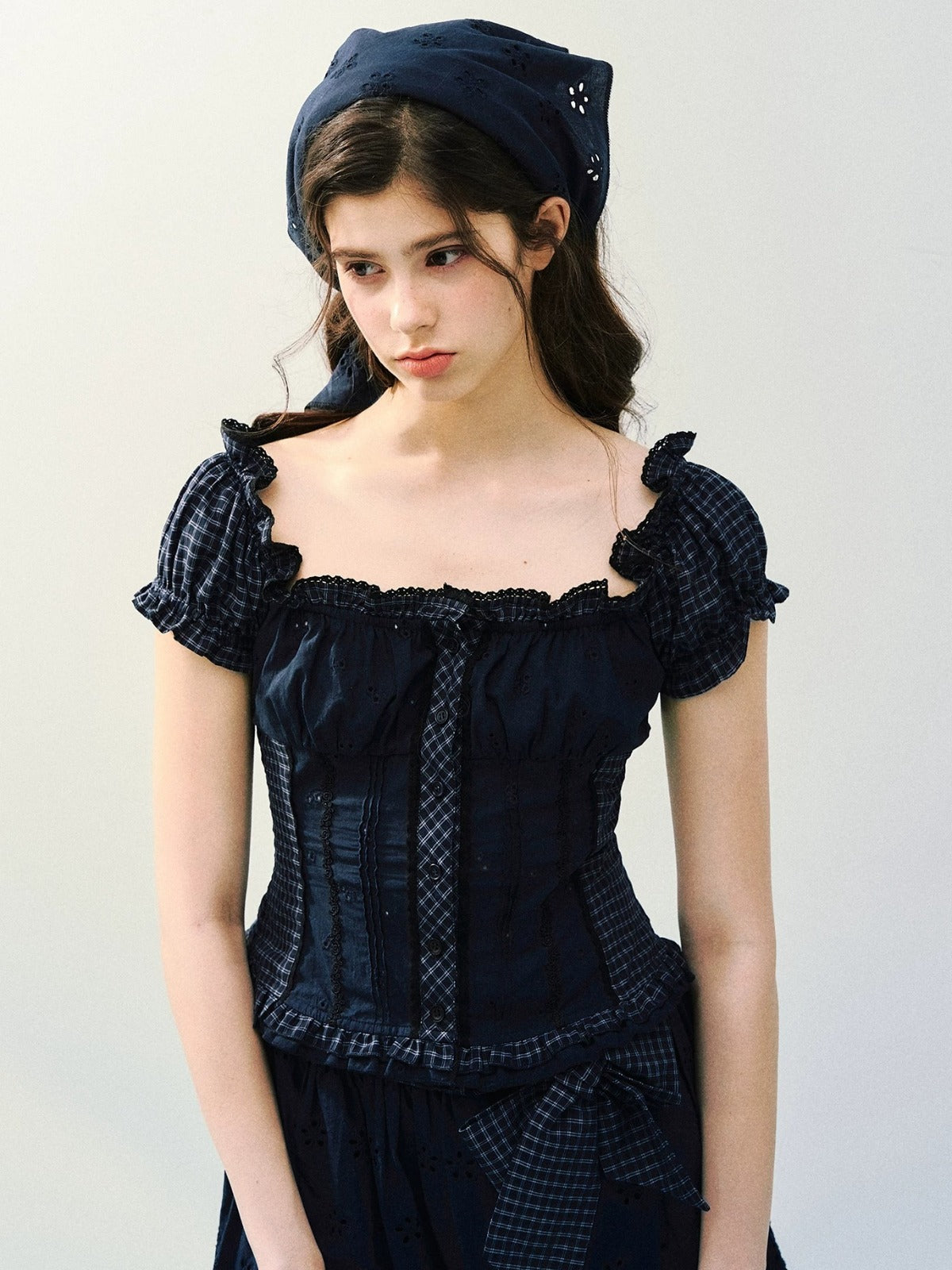 Embroidered Plaid Set