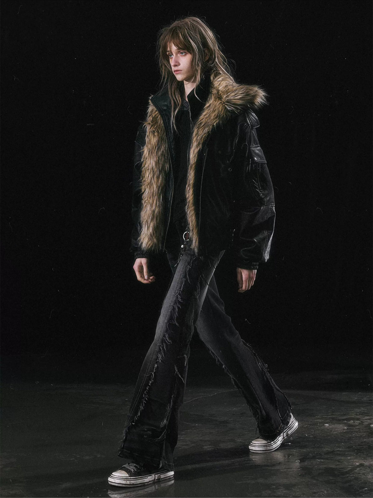 Detachable Fur Leather Jacket