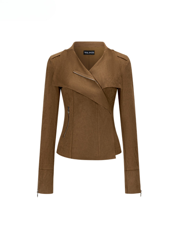 Large Collar Short Suede Jacket