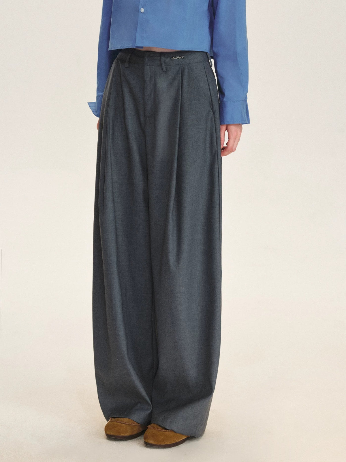 Minimalist Pleated Wide Leg Trousers