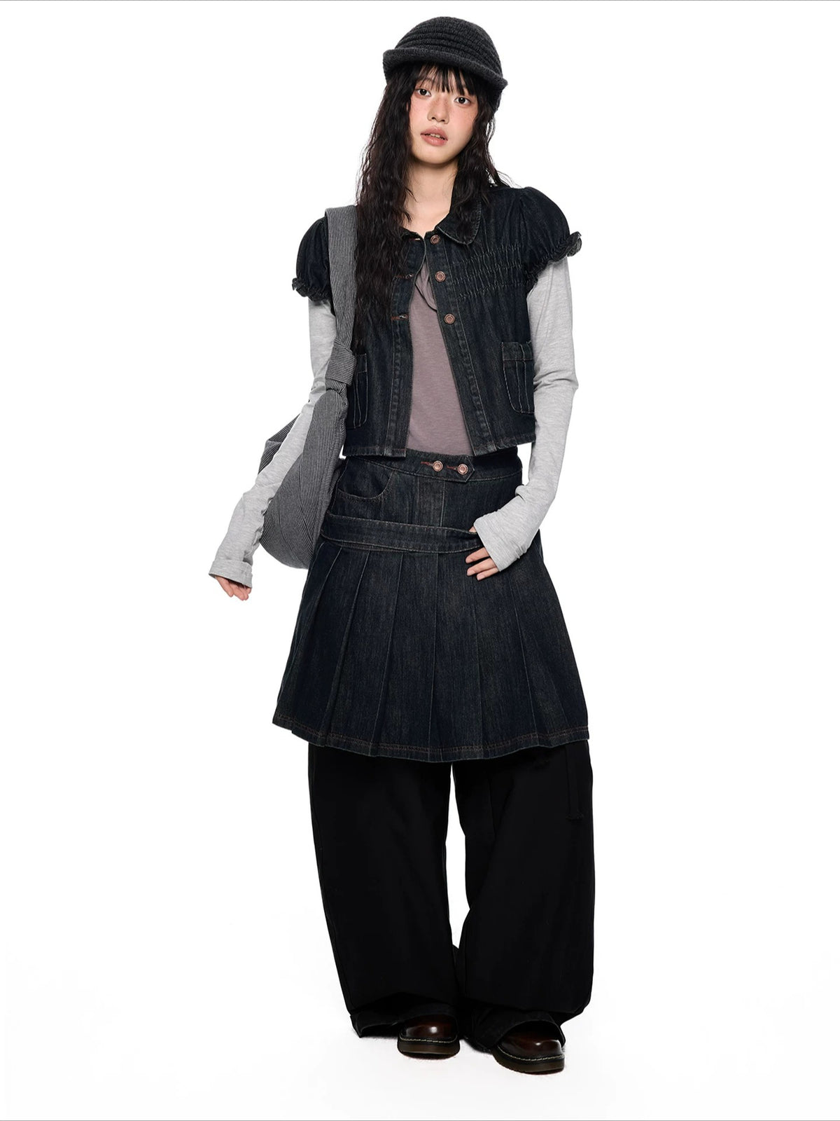 Puff Sleeve Denim Set