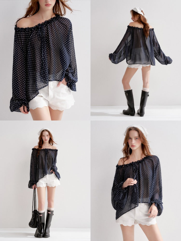 Polka Dot Bardot Blouse