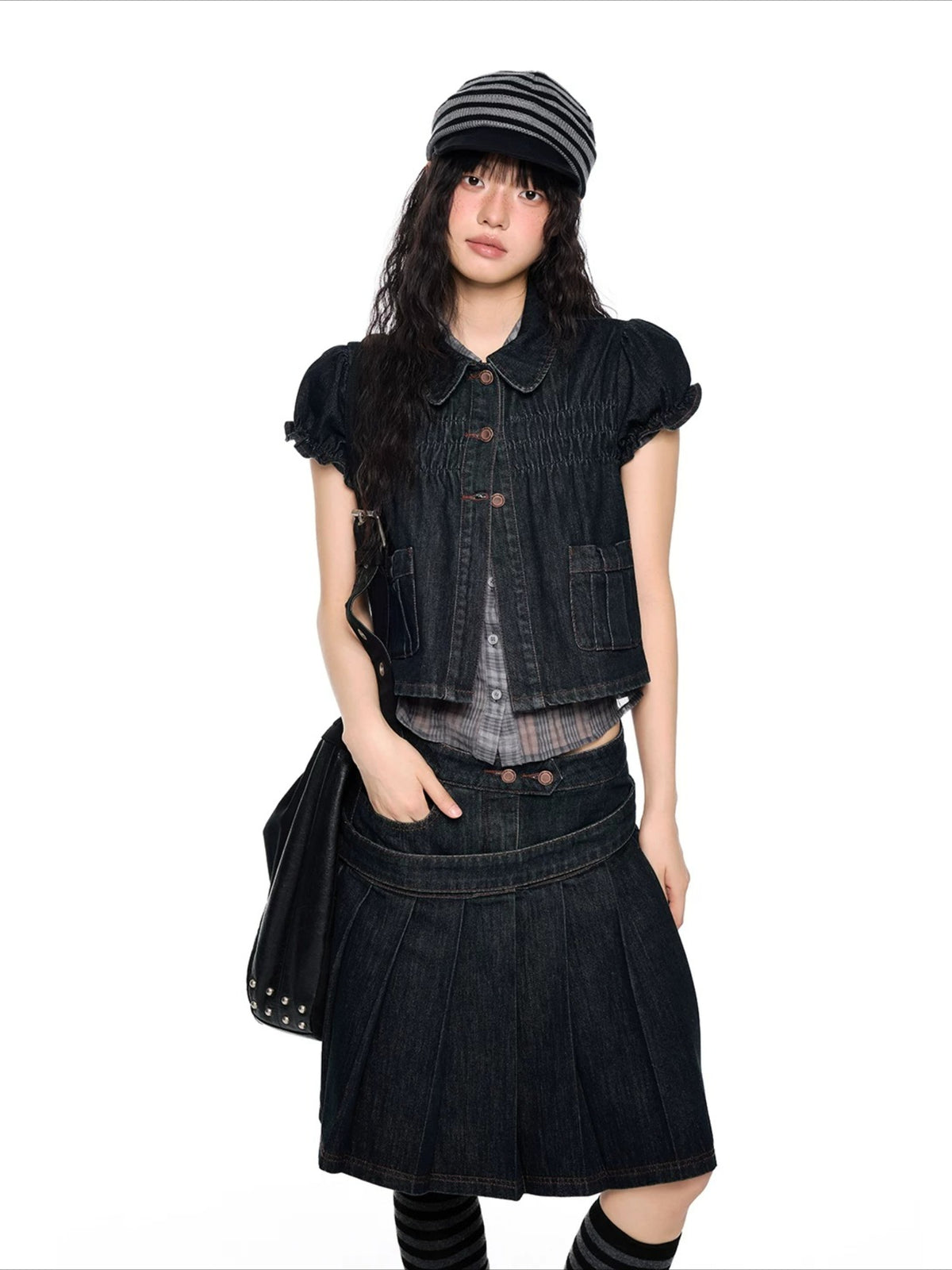 Puff Sleeve Denim Set