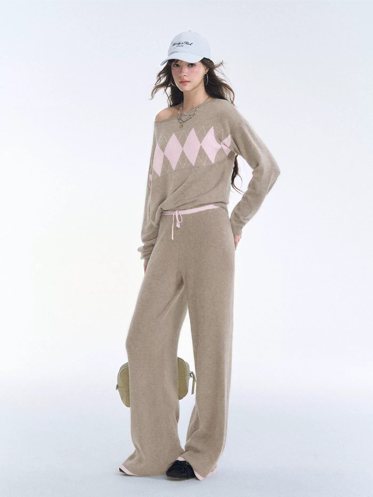 Off Shoulder Knit Two Piece Set