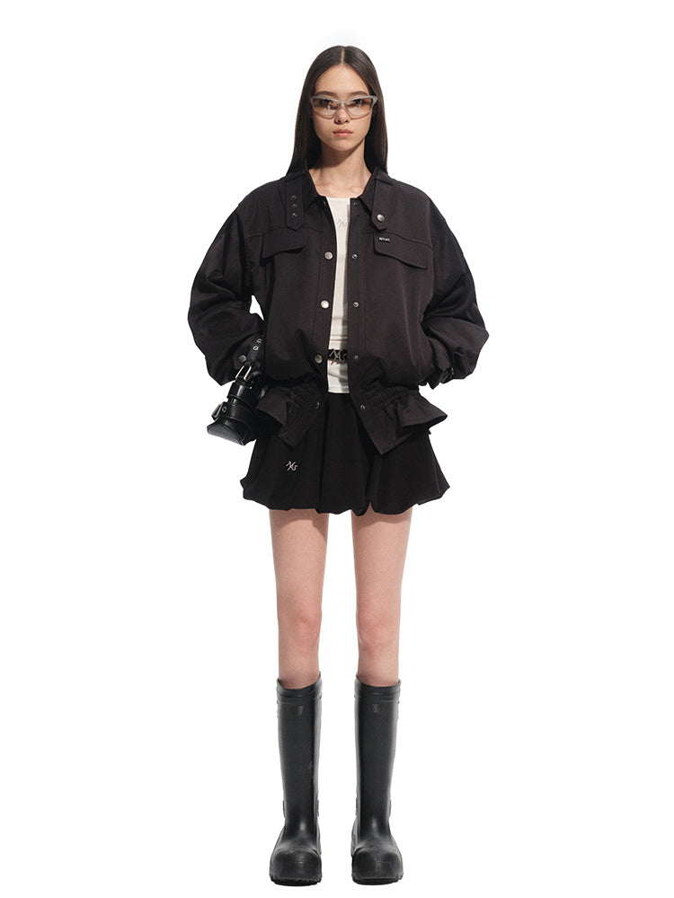 Fine Twill Wrinkle-Resistant Hem Pleated Silhouette Coat