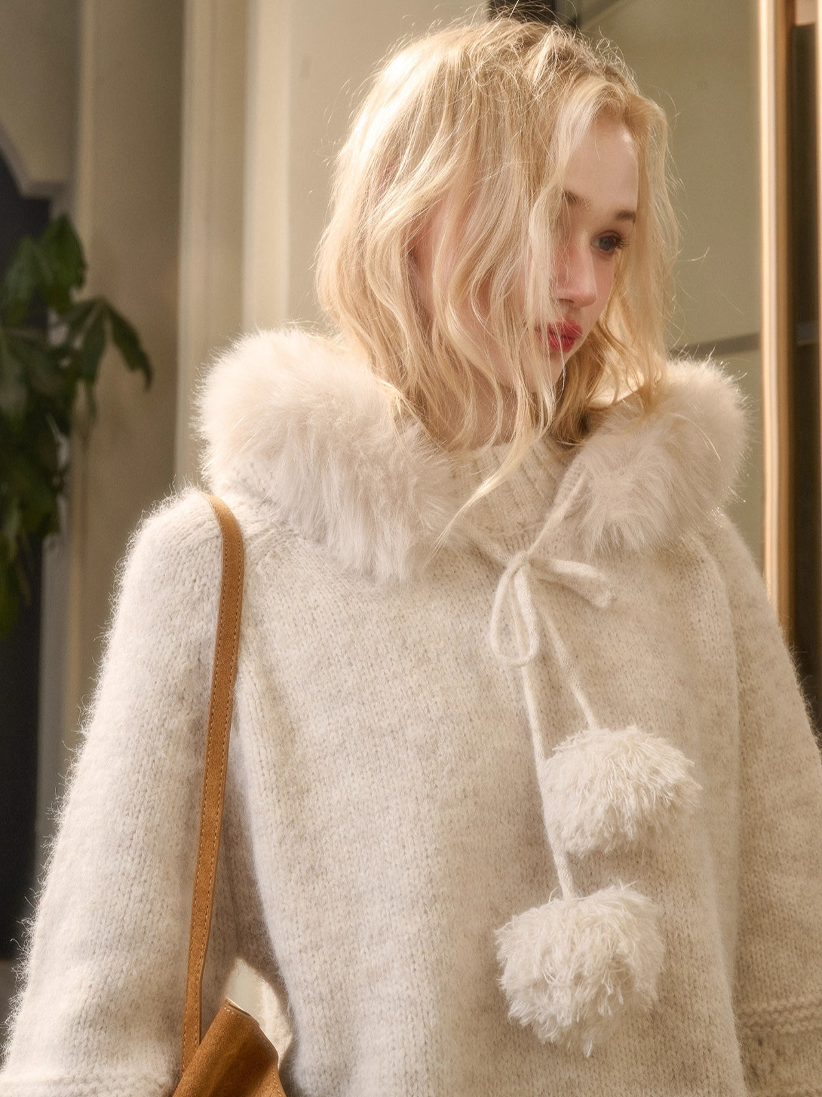 Soft Grace Wool-Blend Knitted Cape Dress