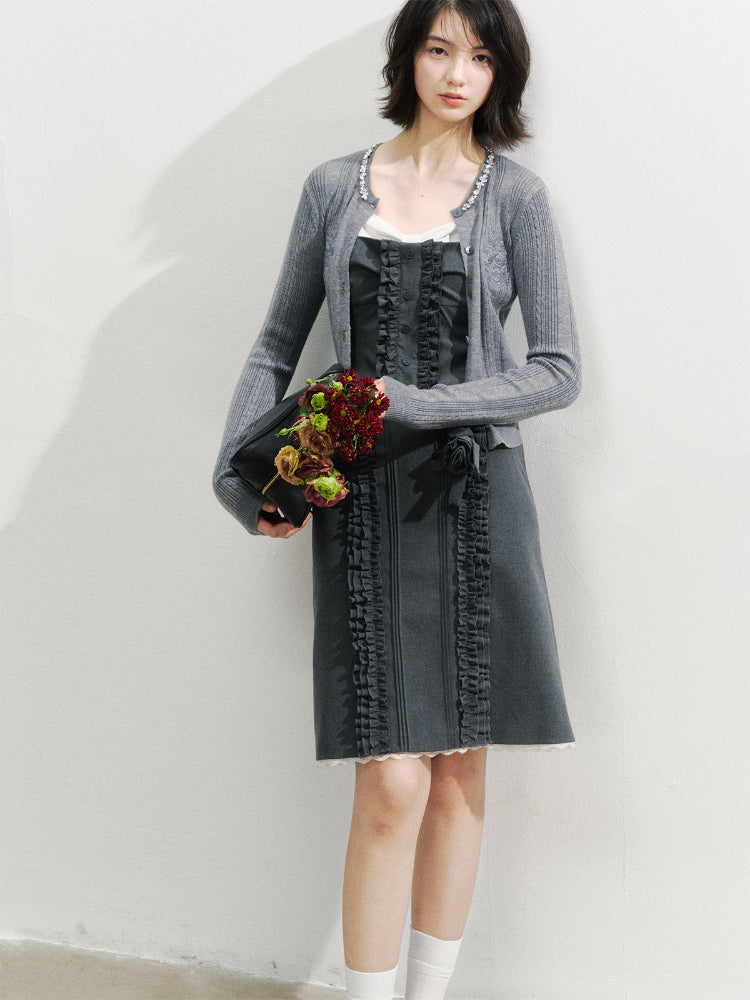 Miu-Style Lace Trimmed Camisole & Skirt Set