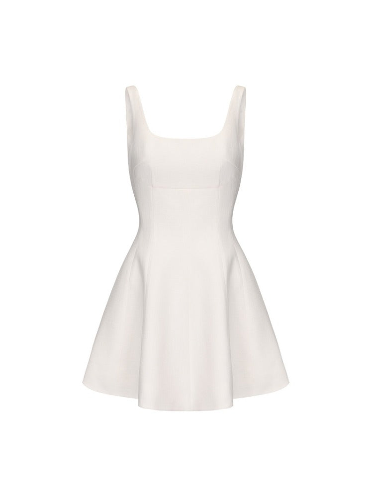 White Strap A-Line Mini Dress