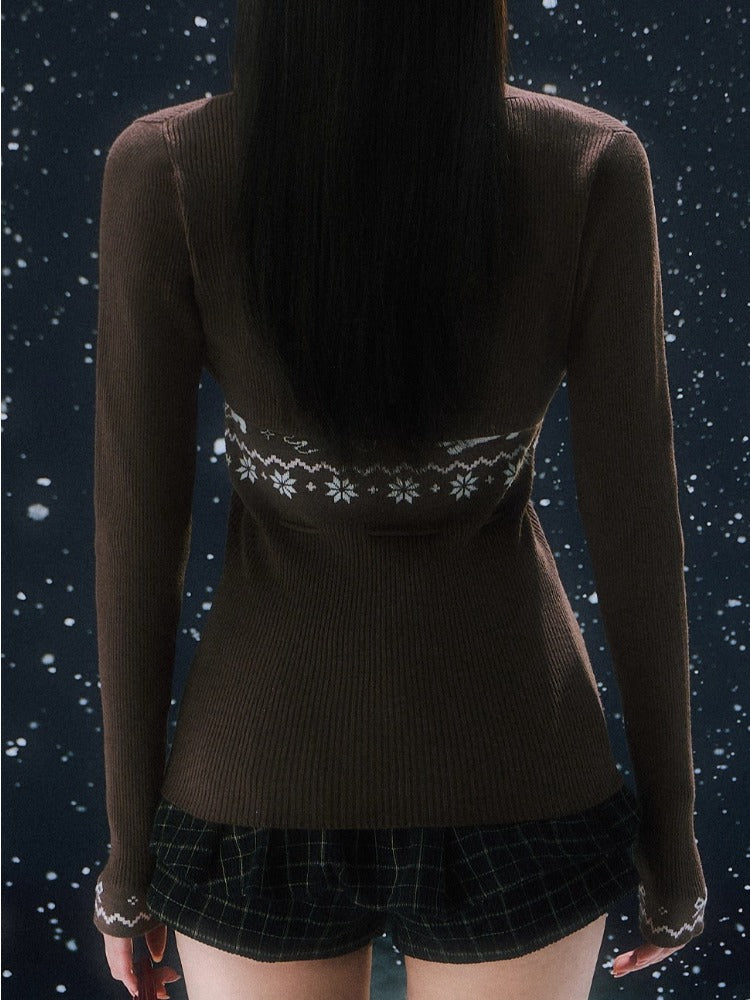 Brown Fair Isle Cardigan Set