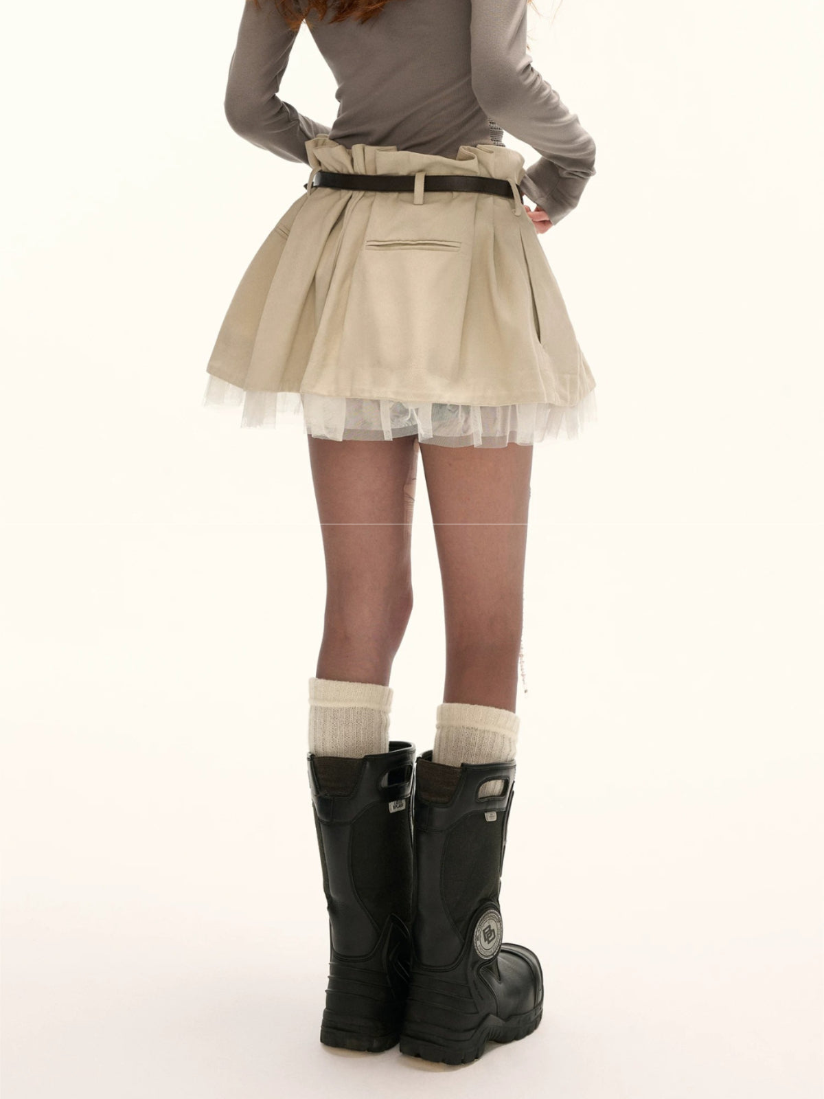 Patchwork Belted Cargo Mini Skirt