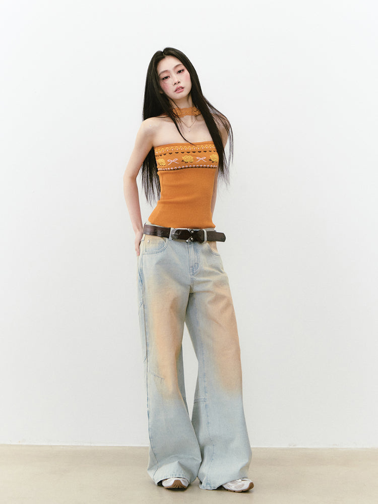 Floral Lace Off-Shoulder Bustier Vest