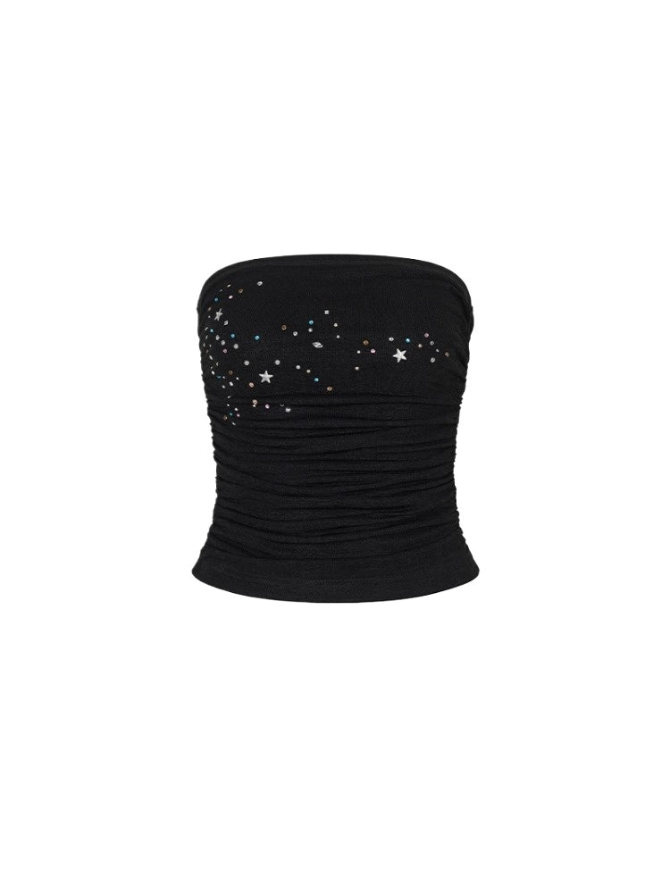 Star Beaded Ruffled Acetate Bustier