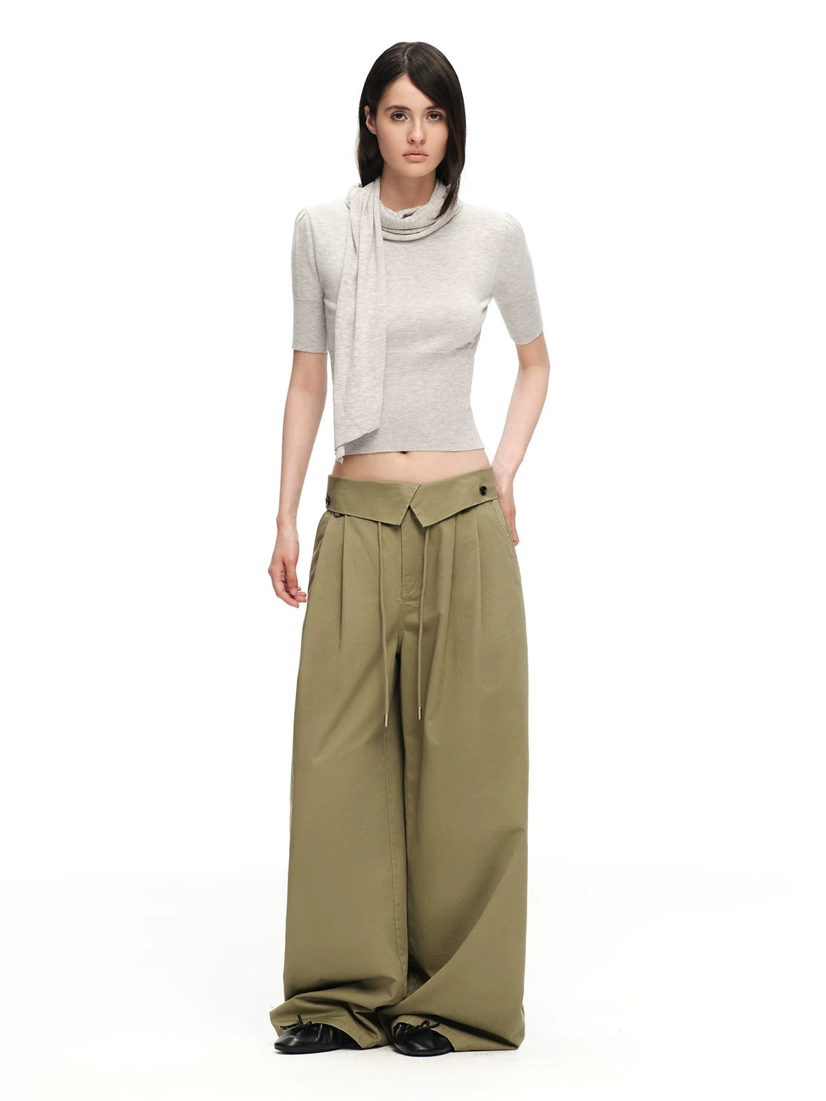 Scarf Sleeve Knit Top