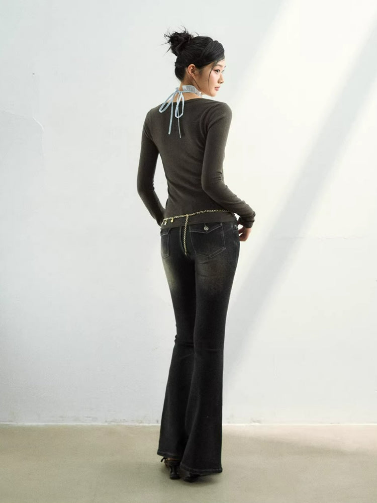 Faux Layered Mock Neck Knit Top