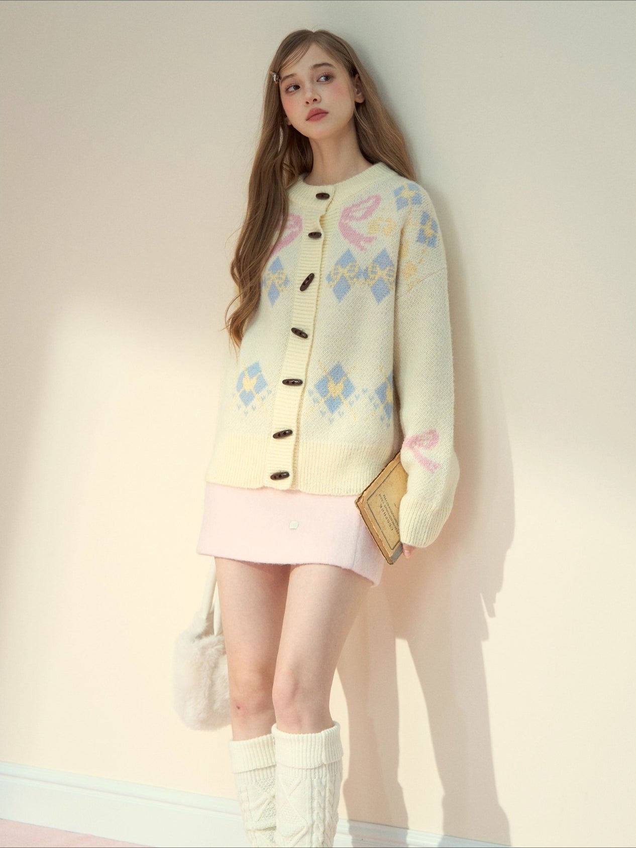 Fair Isle Wool Blend Toggle Buttons Sweater