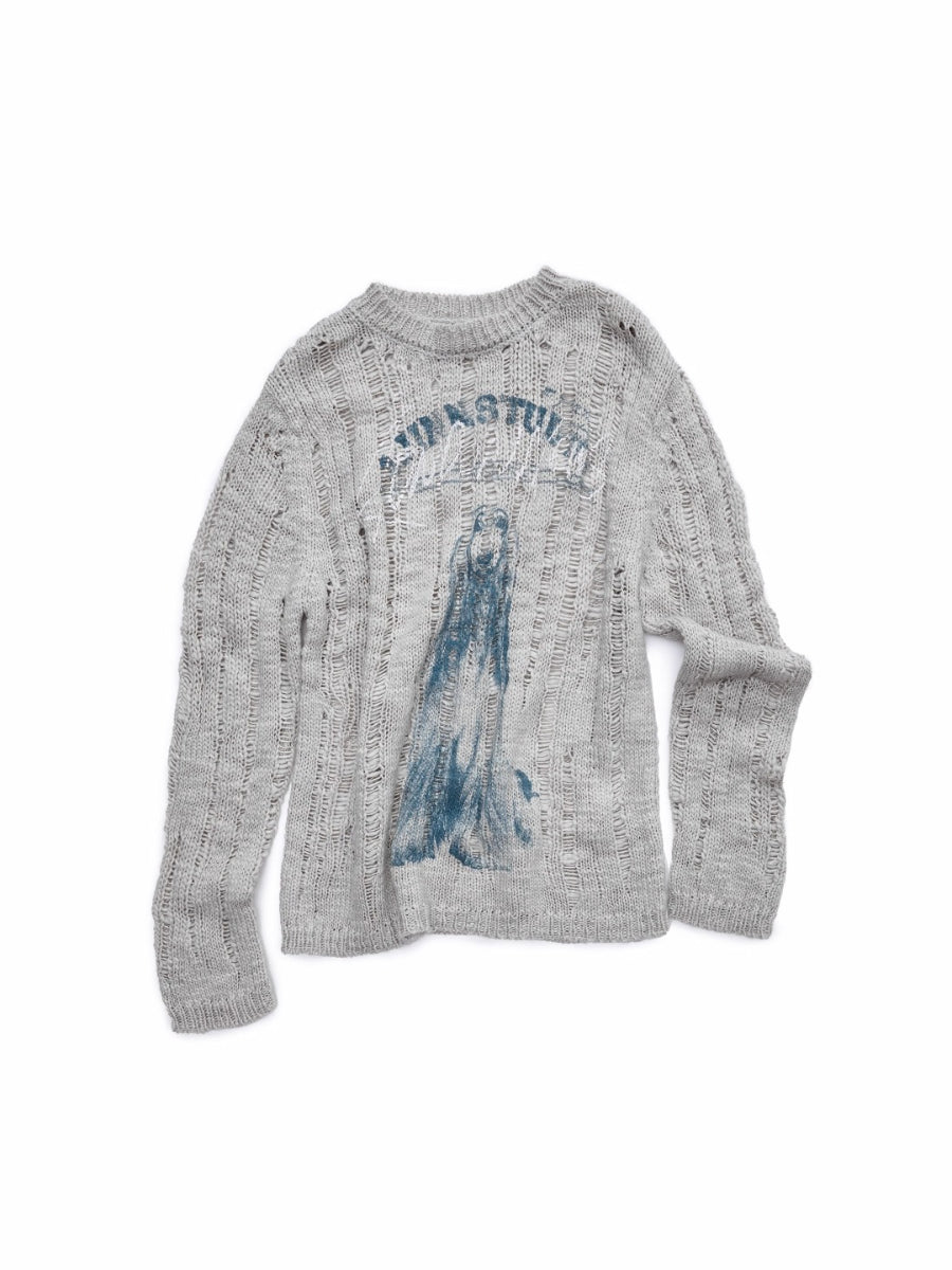 Icelandic Animal Jacquard Cutout Knit Sweater