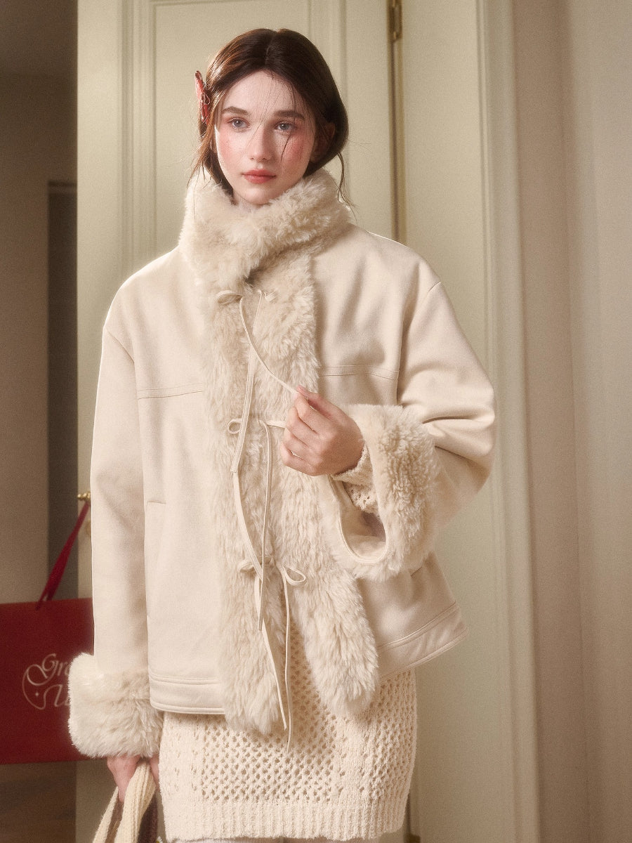 Travel Plan Shearling Fleece-Lined Stand Collar Jacket