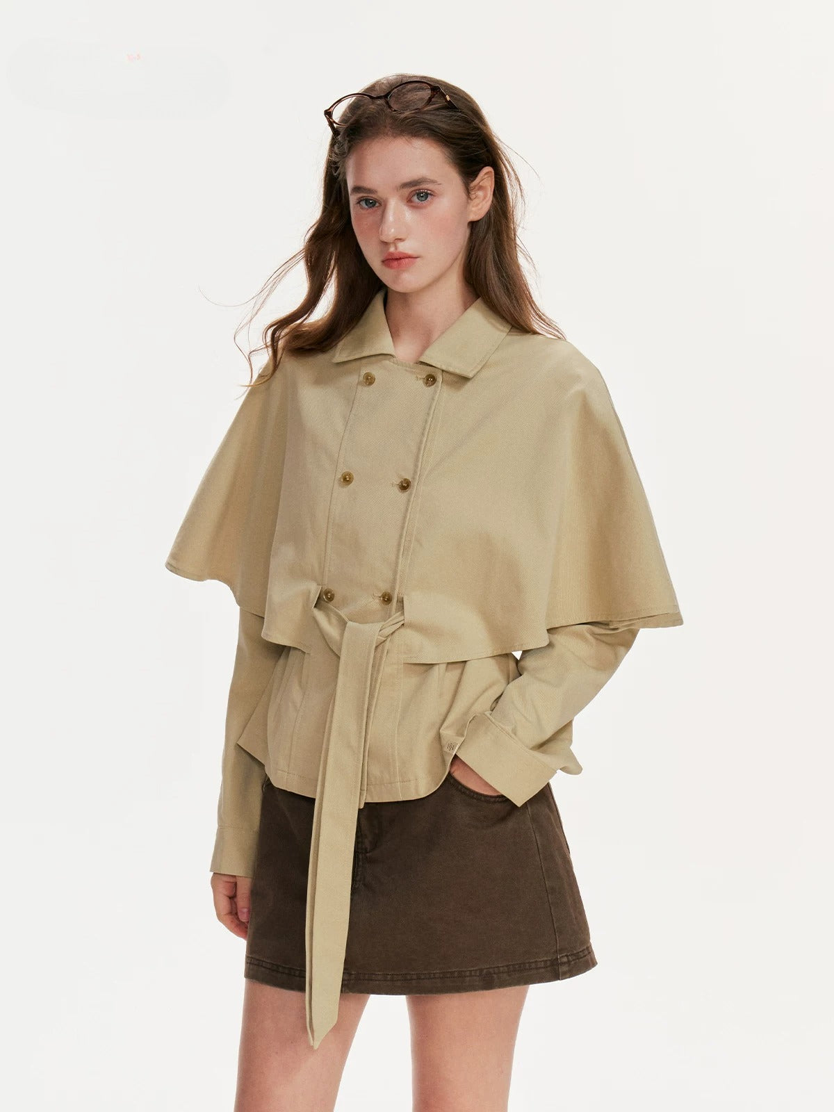 Tencel Cotton Napoleonic Cape Trench Coat