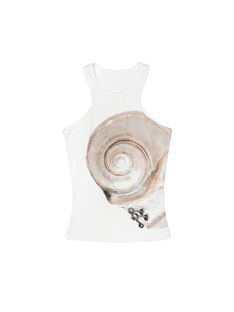 Floral Print Rhinestone Vest