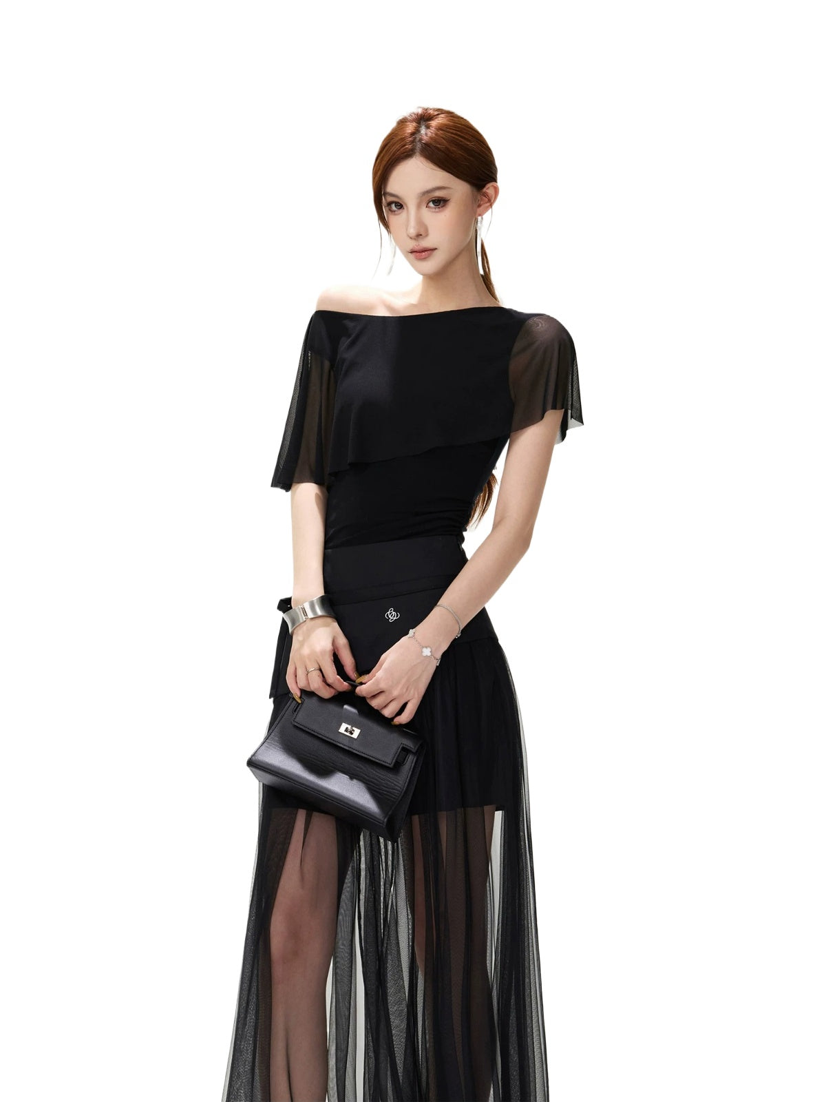 Sheer Ruffle Shoulder Top