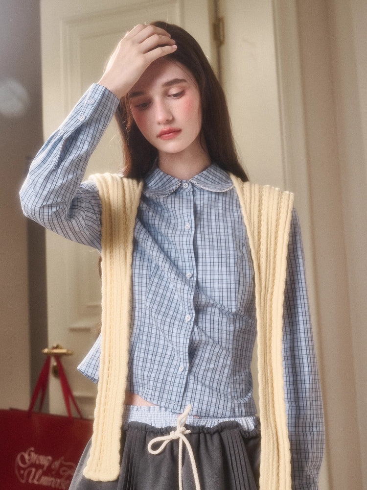 “Cloud” Natural Cotton Plaid Shirt
