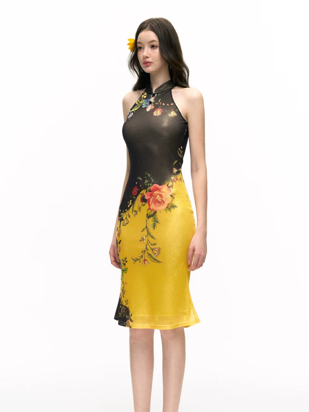 Black Halter Qipao Dress