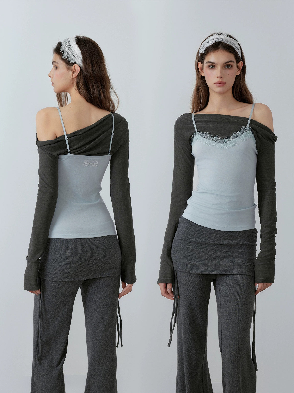 Lace Contrast Layered Top
