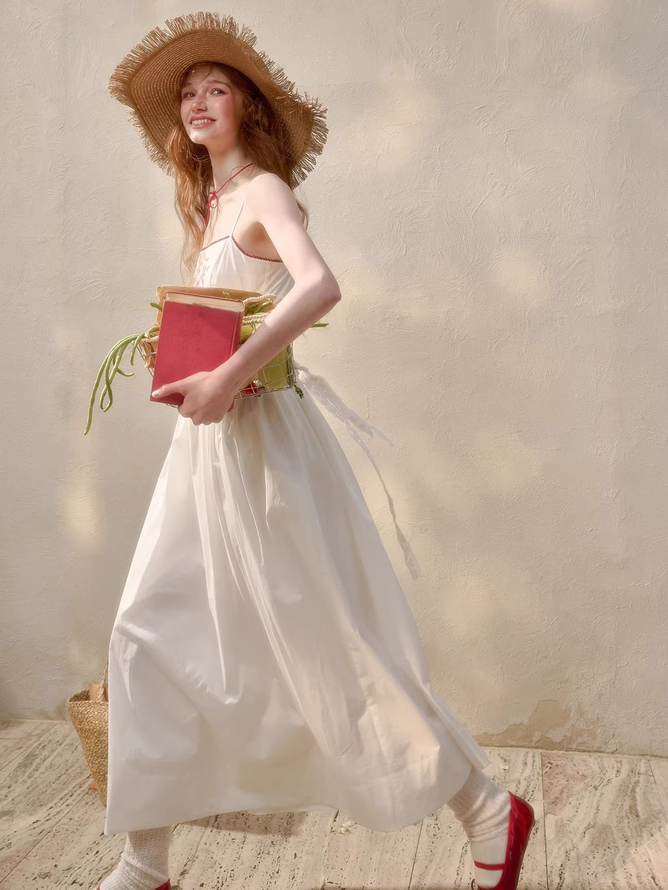 Fountain Embroidered White Dress