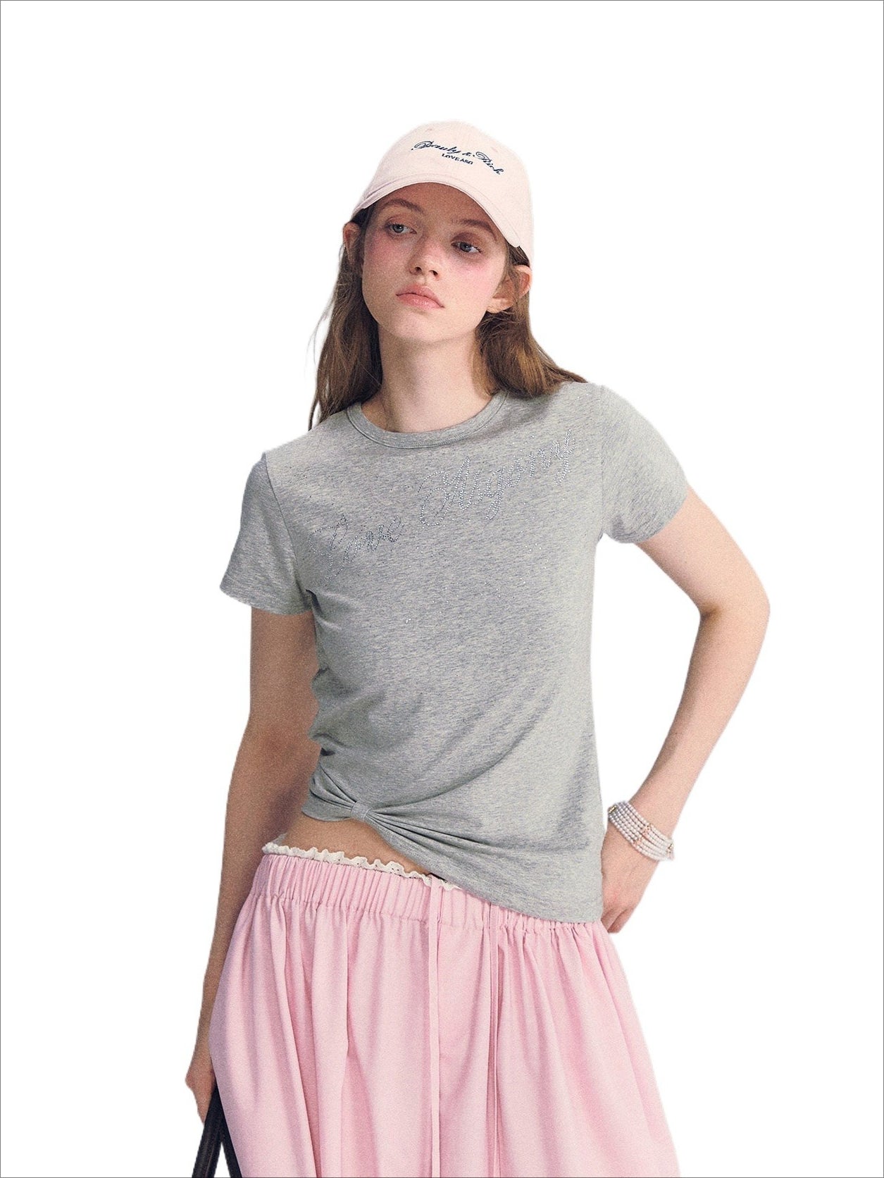 Twist Hem Rhinestone Tee